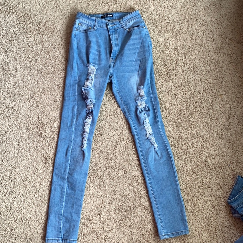 High Waisted Distressed Jeans